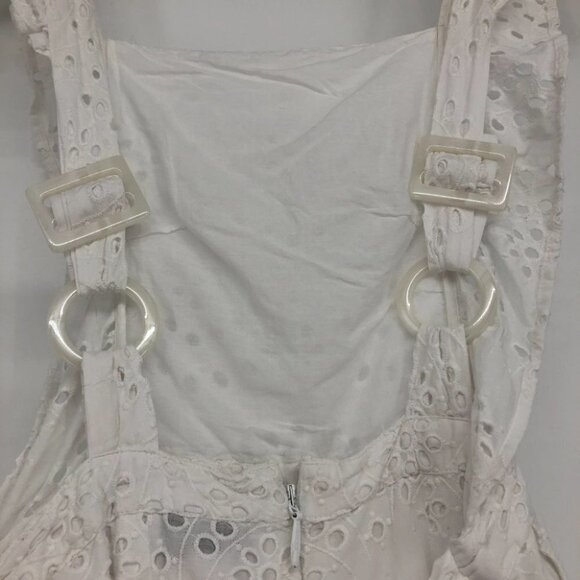 TopShop Broderie Anglaise white ruffle jumpsuit waist tie laser cutout floral 4 - Picture 8 of 16
